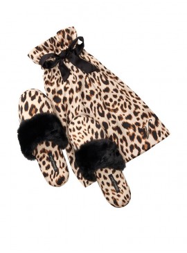 Фото М'які тапочки від Victoria's Secret + мішечок у подарунок Champagne Leopard