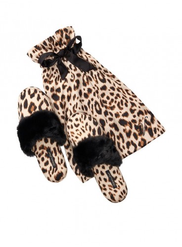 Мягенькие тапочки от Victoria's Secret + мешочек в подарок Champagne Leopard