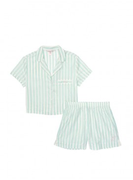 Докладніше про Бавовняна піжамка з шортиками Victoria&#039;s Secret - Mint Stripe
