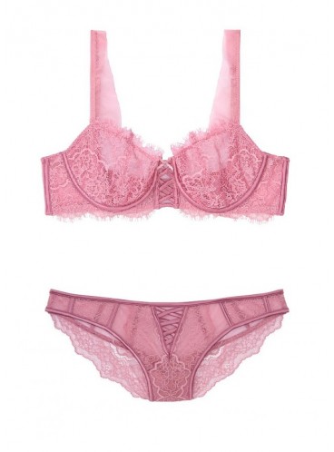 Комплект белья Wicked Unlined Lace-Up Balconette от Victoria's Secret - Dusk Mauve