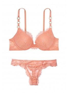 Докладніше про Комплект білизни Lace Ring Hardware Push-Up від Victoria&#039;s Secret - Peach Pink