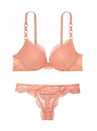 Комплект белья Lace Ring Hardware Push-Up от Victoria's Secret - Peach Pink