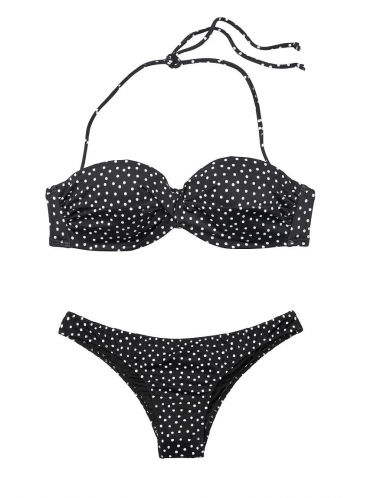 Стильный купальник Mallorca Twist-front Bandeau от Victoria's Secret - Black & White Dot