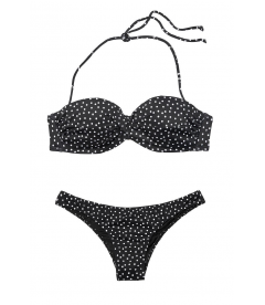 Стильный купальник Mallorca Twist-front Bandeau от Victoria's Secret - Black & White Dot