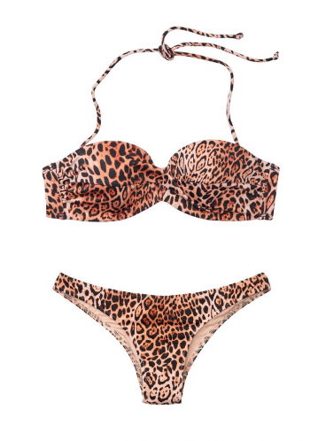 Стильный купальник Mallorca Twist-front Bandeau Itsy от Victoria's Secret - Natural Leopard