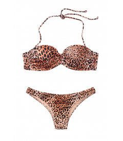 Стильний купальник Mallorca Twist-front Bandeau Itsy від Victoria's Secret - Natural Leopard