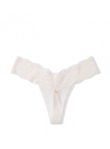 Трусики-стринги Victoria's Secret из коллекции Cotton Lace - Coconut White