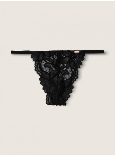 Мереживні трусики-стрінги Victoria's Secret PINK - Pure Black