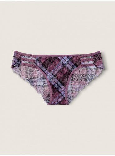 Мереживні трусики-чікстер від Victoria's Secret PINK - Mauve Ice Dusty Periwinkle Plaid