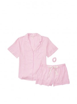 Докладніше про Піжамка з шортиками Victoria&#039;s Secret із серії Flannel Short - Peach Pearl Lurex Stripe