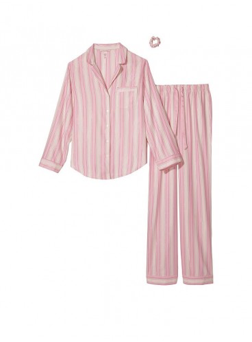 Фланелева піжама від Victoria's Secret - White/Pink Lurex Candy Stripe