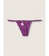 Хлопковые трусики-стринги Victoria's Secret PINK - Virtual Violet With Embroidery