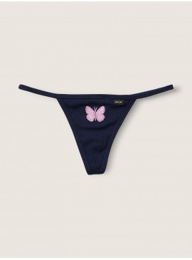 Фото Хлопковые трусики-стринги Victoria's Secret PINK - Ensign With Butterfly Embroidery