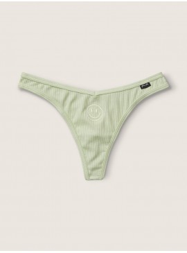 Докладніше про Бавовняні трусики-стрінги Victoria&#039;s Secret PINK - Celadon Green With Embroidery