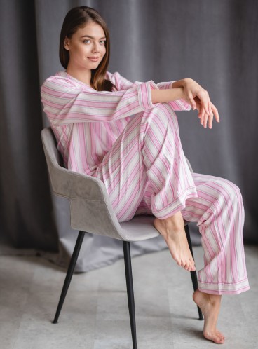 Фланелевая пижама от Victoria's Secret - White/Pink Lurex Candy Stripe