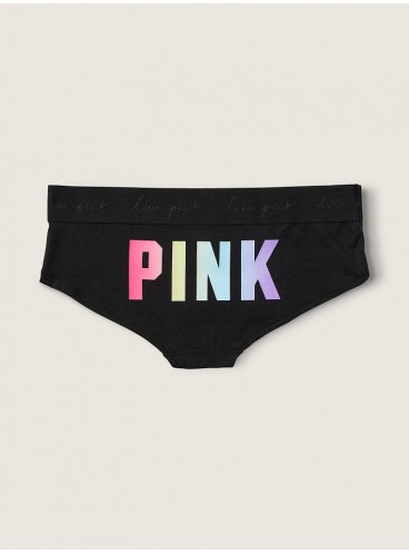 Бавовняні трусики-хіпстер Victoria's Secret PINK - Pure Black with Graphic