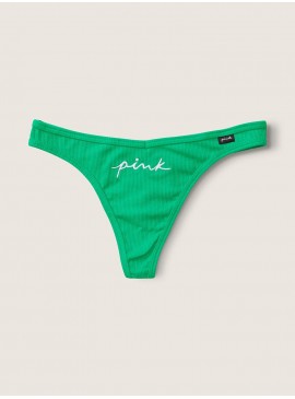 Фото Хлопковые трусики-стринги Victoria's Secret PINK - Electric Green With Embroidery