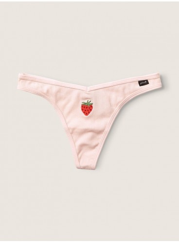 Хлопковые трусики-стринги Victoria's Secret PINK - Peach Tint