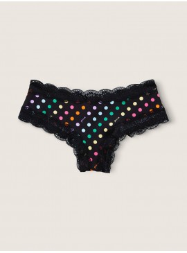 Фото Мереживні трусики-чікстер від Victoria's Secret PINK - Pure Black Multicolored Dot