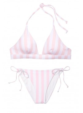 Фото NEW! Стильний купальник Essential Halter Bikini від Victoria's Secret - Pink Stripes