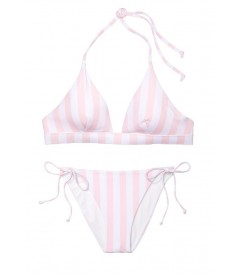 NEW! Стильный купальник Essential Halter Bikini от Victoria's Secret - Pink Stripes