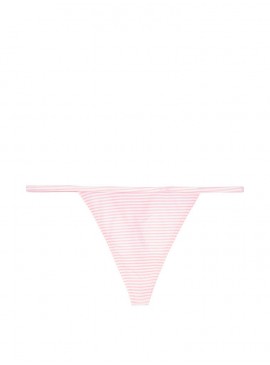 Фото Хлопковые трусики-стринги Victoria's Secret - Candy/White Mini Stripe