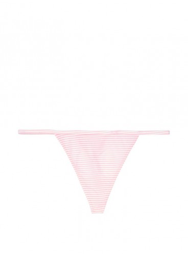 Хлопковые трусики-стринги Victoria's Secret - Candy/White Mini Stripe