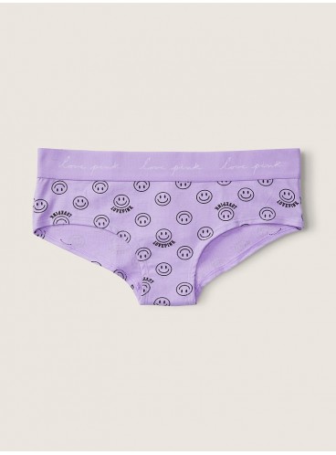 Хлопковые трусики-хипстер Victoria's Secret PINK - Lavender Love Smiley Print