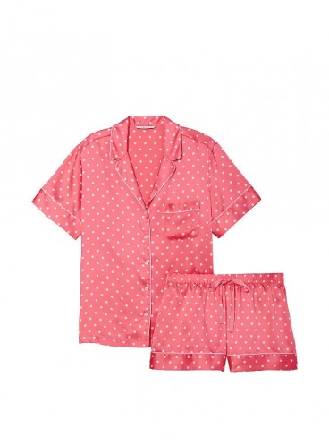 Сатиновая пижама с шортиками от Victoria's Secret - Cocktail Pink Polka Dot