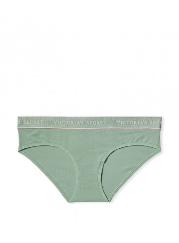 Хлопковые трусики-хипстер Victoria's Secret из коллекции Cotton Logo - Sea Salt Green
