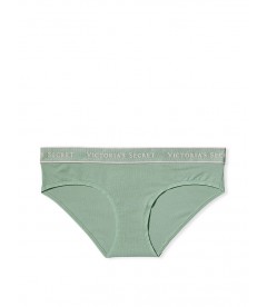 Хлопковые трусики-хипстер Victoria's Secret из коллекции Cotton Logo - Sea Salt Green