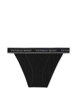 Докладніше про Бавовняні трусики-бікіні Victoria&#039;s Secret із колекції Cotton Logo - Black
