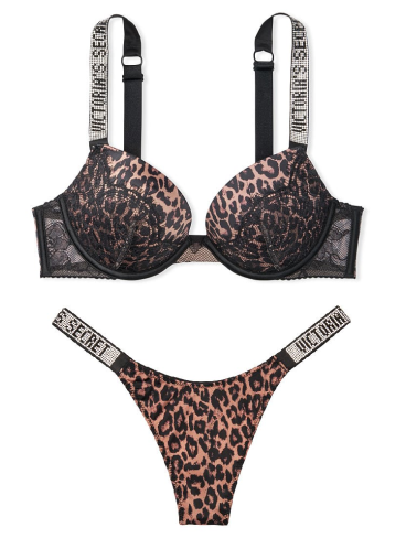 Мереживний комплект з Push-Up Shine Strap із серії Very Sexy від Victoria's Secret - Nougat Leopard