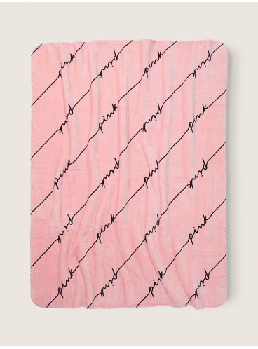 Тёплый мягенький плед от Victoria's Secret PINK - Silver Pink Linear Script