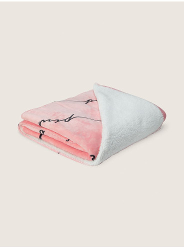 Тёплый мягенький плед от Victoria's Secret PINK - Silver Pink Linear Script