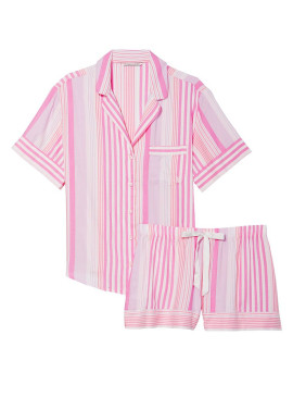 Фото Пижамка с шортиками Victoria's Secret из сериии Flannel Short - Babydoll Pink Stripe