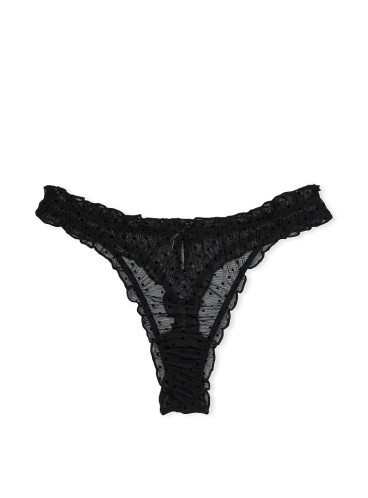 Трусики-стрінги Ruffle Mesh Thong від Victoria's Secret - Black Dot