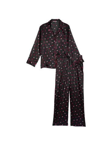 Сатиновая пижама от Victoria's Secret - Black Mini Hearts