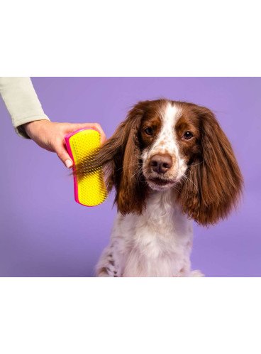 Гребінець для розплутування шерсті собаки Pet Teezer Detangling&Grooming Pink/Yellow