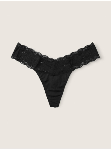 Трусики-стринги Victoria's Secret PINK из коллекции Lace Trim - Black