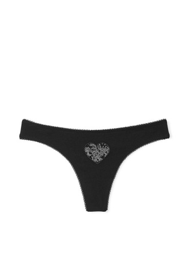 Хлопковые трусики-стринги Victoria's Secret - Sequin Detail Black
