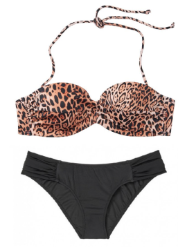 Фото Стильный купальник Mallorca Twist-front Bandeau от Victoria's Secret - Natural Leopard