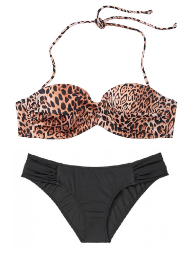 Стильный купальник Mallorca Twist-front Bandeau от Victoria's Secret - Natural Leopard