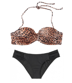 Стильный купальник Mallorca Twist-front Bandeau от Victoria's Secret - Natural Leopard