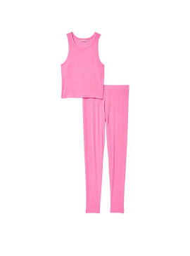 Фото Уютная пижамка Victoria's Secret Ribbed Tank & Legging Set - Bright Hibiscus