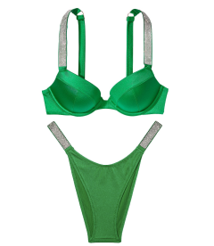 NEW! Стильний купальник Shine Strap Sexy Tee Push-Up Brazilian від Victoria's Secret - Verdant Green
