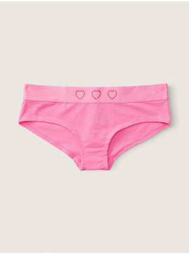 Фото Хлопковые трусики-хипстер Victoria's Secret PINK - Dreamy Pink With Short Diamante Band