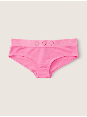 Хлопковые трусики-хипстер Victoria's Secret PINK - Dreamy Pink With Short Diamante Band