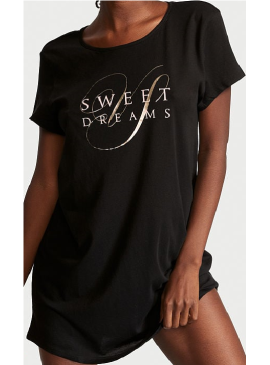 Фото Уютная ночная рубашка Victoria's Secret Cotton Sleepshirt - Sweet Dreams Black