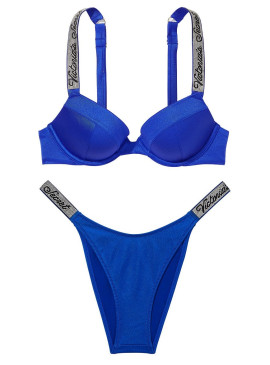 Фото NEW! Стильний купальник Shine Strap Sexy Tee Push-Up Brazilian від Victoria's Secret - Blue Oar